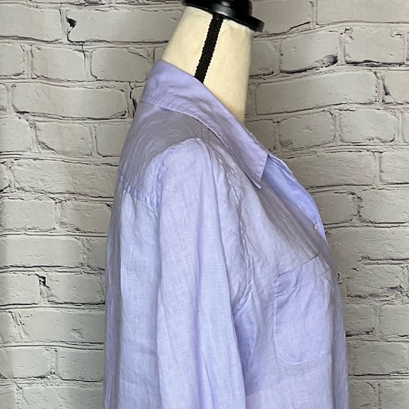 Lilly Pulitzer Pearly Purple Sea View Linen Long Sleeve Button Down Shirt Medium - Picture 12 of 16